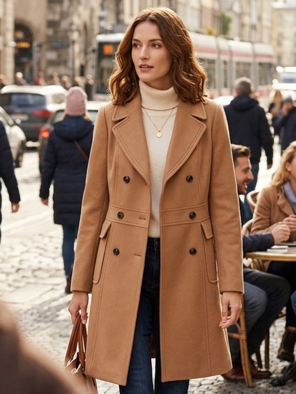 Banana Republic Heritage Womens Quiet Lux Camel Wool Double Breasted Coat Size M